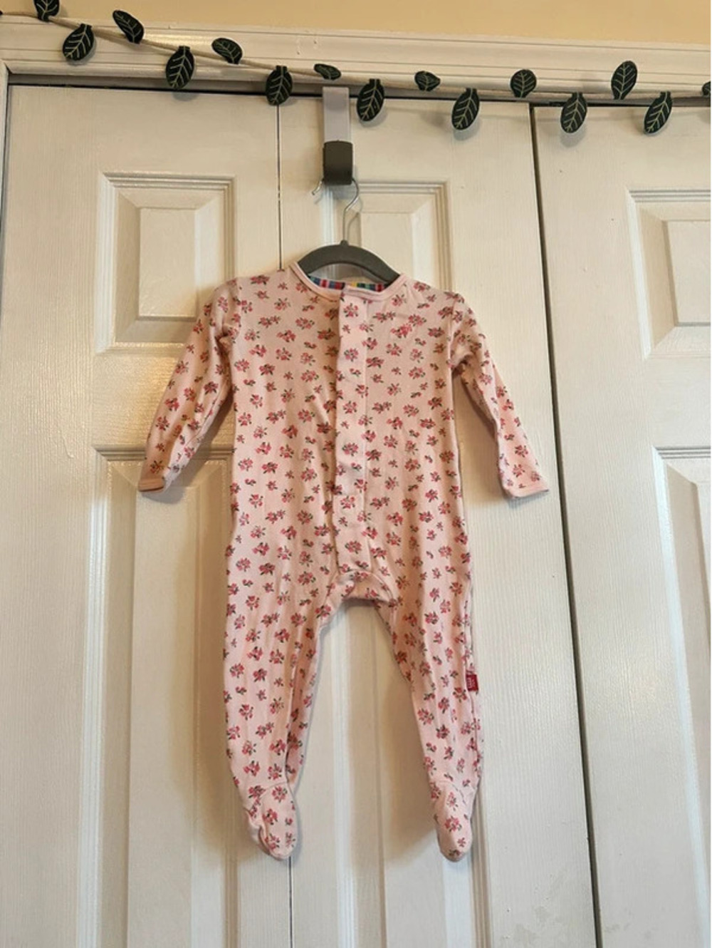 Magnetic me pink floral pajama, size 6-9 months